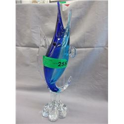 Hand blown glass swordfish vase