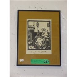 Signed hand tinted block print