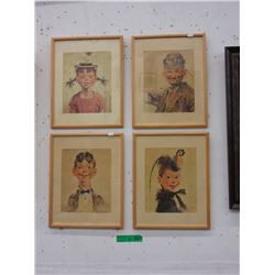 4 Framed "Kroger" cartoons