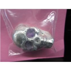 3 Troy Oz. .999 Silver 3D Skull Motif Silver Bar