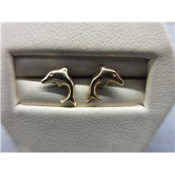 10KT Yellow Gold Dolphin motif Stud Earrings