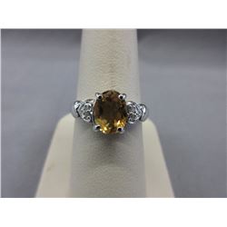 Oval Citrine & Diamond Dinner Ring