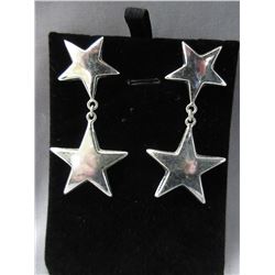 Estate Sterling Silver Star Motif Earrings