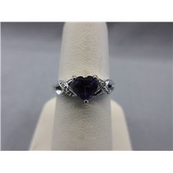 Diamond & Heart-Cut Amethyst Ring