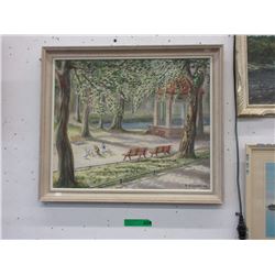 A. Clausen 1966 signed paint on board