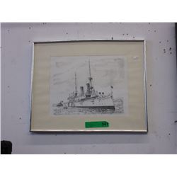 H. Overly print of a ship