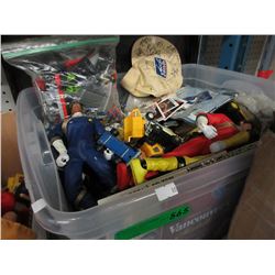 Tote of used toys & figurines