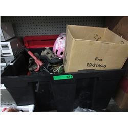 Tote of assorted used goods