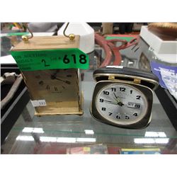 Vintage Bulova travel clock & small desk clock