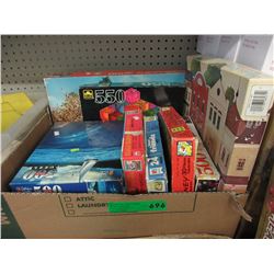 Box of used jigsaw puzzle