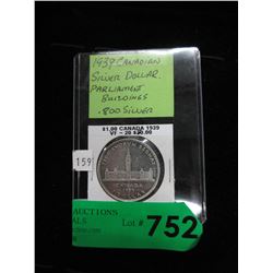1939 Canadian Silver Dollar Coin