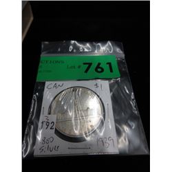 1939 Canadian Silver Dollar Coin