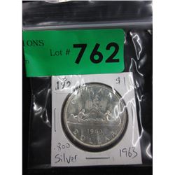 1963 Canadian Silver Dollar Coin