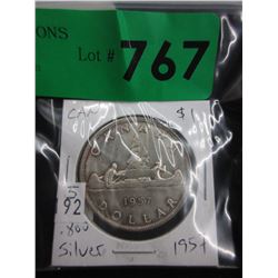 1957 Canadian Silver Dollar Coin