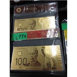2 Canadian Gold Foil Novelty Notes