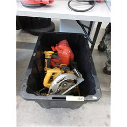 Tote of used electric tools