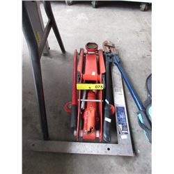 Hydraulic jack, bolt cutters & square - used