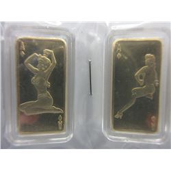 2 x .999 Gold Clad Pin Up Girl Bars