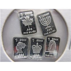 5 Fine Silver 1 Gram Bars