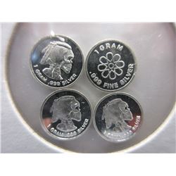 4 Silver "Native Skull in Headdress" Rounds