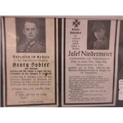 2 Nazi German WWII Soldier Death Cards