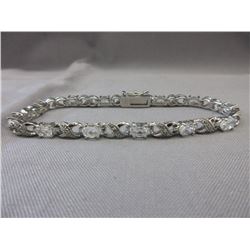 6.84 CTW White Topaz & Diamond Tennis Bracelet