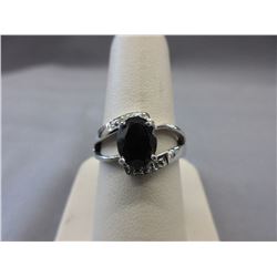 Garnet Cocktail Ring Set With 2 Shoulder Diamonds