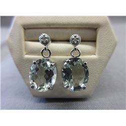 New - 4.8 CTW Green Amethyst & Diamond Earrings