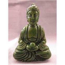 232 CT Carved Green Jade Buddha