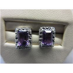New - Emerald Cut Amethyst Earrings