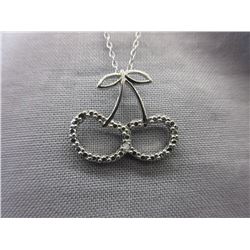 New - Cherry Pendant & Chain set with Diamond