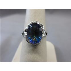 Oval Blue Mystic Topaz Ring - Sterling Silver
