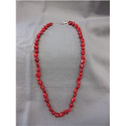 New - Genuine Red Sea Coral Gemstone Necklace