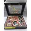 Image 2 : Wood & Glass Jewelry Box & Contents