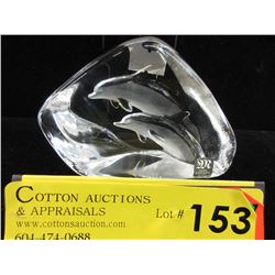 Signed - Matt Jonasson Crystal Dolphin sculpture