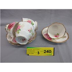 4 Royal Albert "American Beauty" teacup & saucers