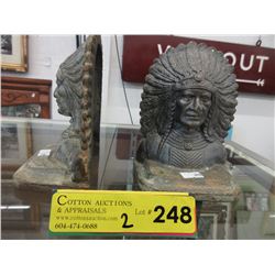 Pair of cast metal book ends