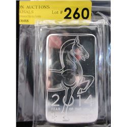 10 Troy Oz. - 2014 "Year of the Horse" Silver Bar