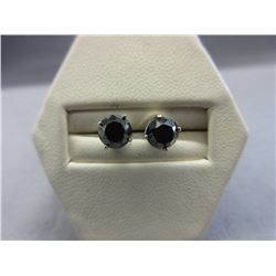 1.77 CTW Genuine Black Diamond Stud Earrings
