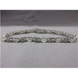 White Topaz & Diamond-set Tennis Bracelet