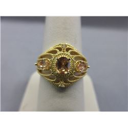 Oval & Teardrop shape Orange Quartz & Diamond ring