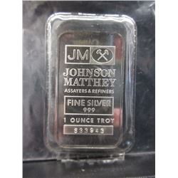 1 Troy Oz. - .999 Silver "Johnson Matthey" Art Bar