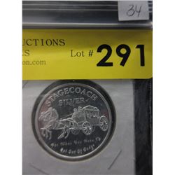 1 Troy Oz. - Silver "Stagecoach" motif  Art Round