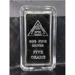 5 Gram - .999 Silver Investors Bar - Rare Size