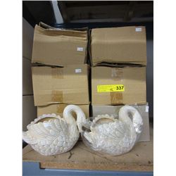New - Pottery Swan Shaped Plant Holders