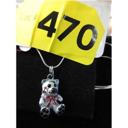Sterling Teddy Bear charm on 18" chain