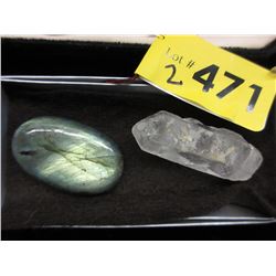 Polish Labradorite cabochon and crystal formation