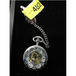 New - Mechanical skeleton pocket watch