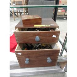 Wood box & contents
