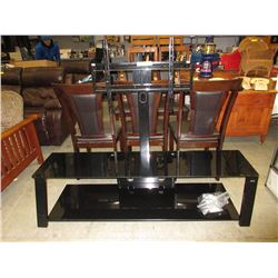 Flat panel TV stand with shelves in the base